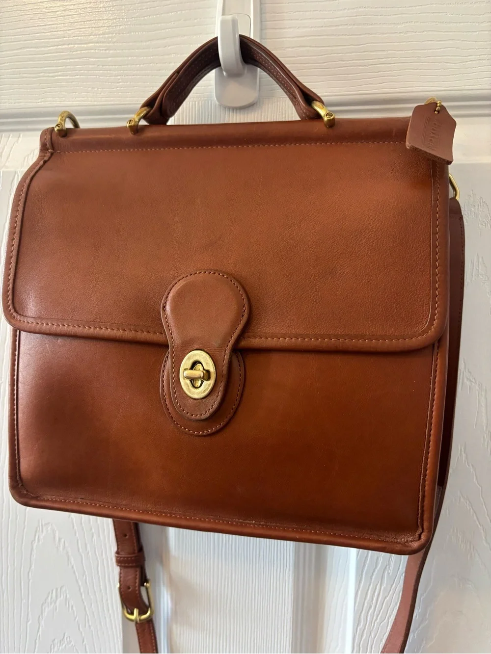 Vintage Coach Original Willis 9927 Satchel/Crossbody bag British Tan Leather - Picture 3 of 15